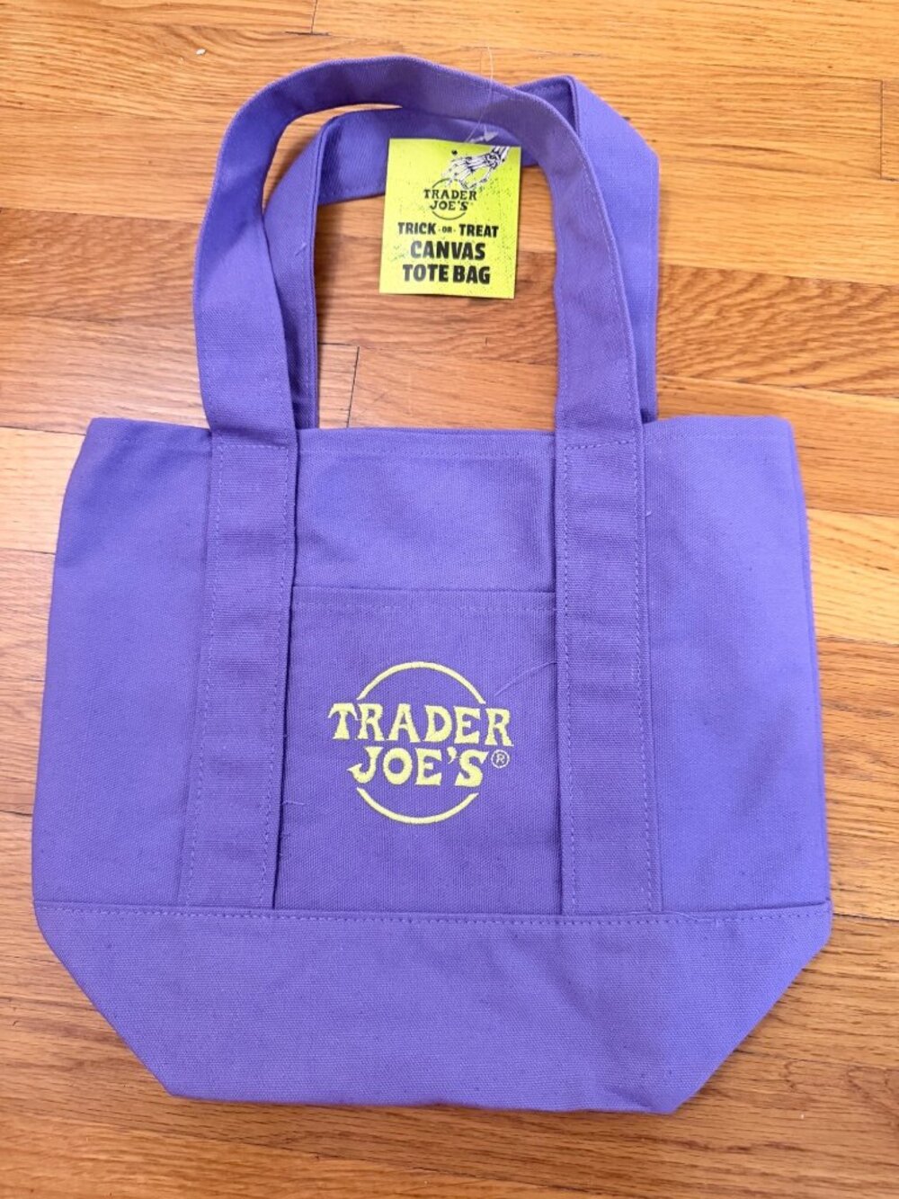 Trader Joe's Canvas Mini Tote Bag Limited Edition Halloween Fall 2026 Purple Gre